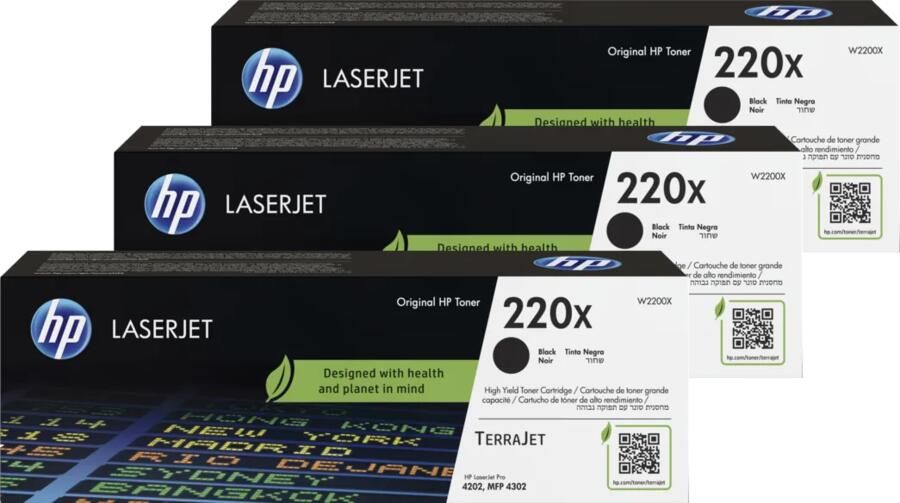 HP 220X LaserJet Toner Zwart (3 stuks)