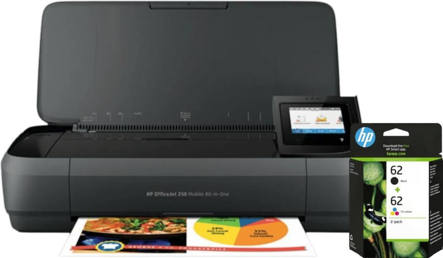 HP OfficeJet 250 Mobile Printer + 1 set extra cartridges