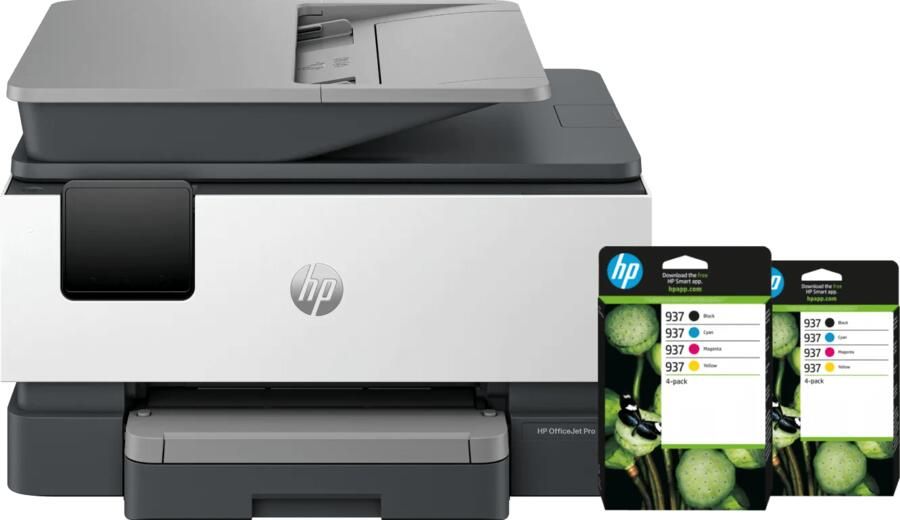 HP OfficeJet Pro 9120e + 2 zwarte + 2 kleuren cartridges