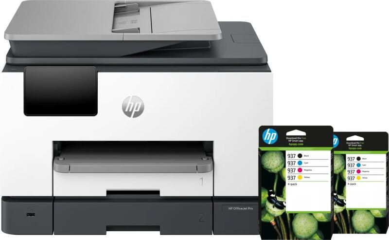 HP OfficeJet Pro 9132e + 2 zwarte + 2 kleuren cartridges