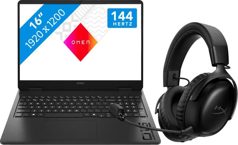 HP OMEN 16-am0975nd + HyperX Cloud III S Wireless Zwart