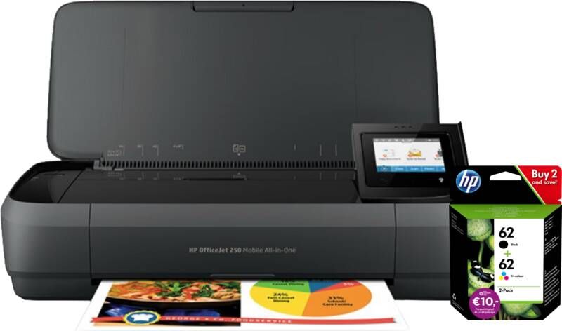 HP OfficeJet 250 Mobile Printer + 1 set extra inkt