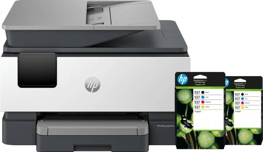 HP OfficeJet Pro 9120e + 2 zwarte + 2 kleuren cartridges