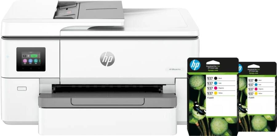 HP OfficeJet Pro 9720e + 2 zwarte + 2 kleuren cartridges