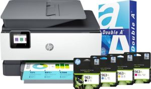 HP Officjet Pro 9014e + 1 set extra inkt + 500 vellen A4 papier