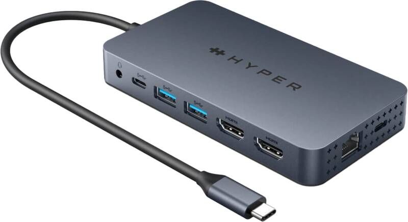 Hyper Drive Dual HDMI 10-in-1 Travel Dock voor M1 M2 MacBook