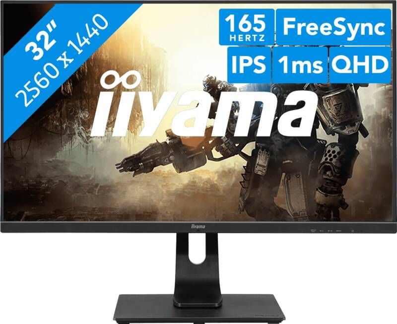 Iiyama Gaming-monitor GB3271QSU-B1 LCD-Monitor Flat 81 cm (32") 2.560x1.440 WQHD 80 1 cm 31 5 " 1ms ips kantel- en in hoogte verstelb. hdmi displaypoort usb zwart