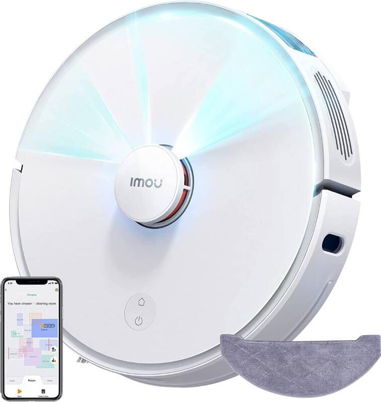 Imou RV1C Robotstofzuiger Dweilfunctie LIDAR Smart Mapping Smart app control Object avoidance Smart charging Settings water usage Settings suction power Carpet boost