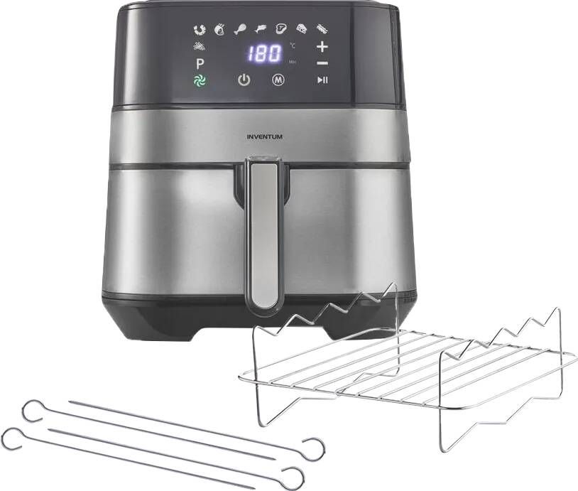 Inventum In GF500HLD Airfryer Hetelucht friteuse Beste Koop augustus 2023 5 liter 8 automatische programma's 80 tot 200°C 1700 watt Zwart RVS