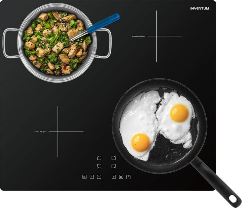 Inventum IKI6010 Inbouw inductie kookplaat 60 cm 4 kookzones 1-fase plug & play Randloos Zwart