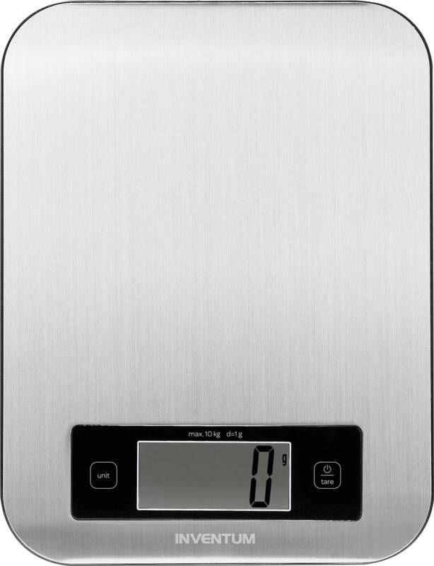 Inventum WS308 Digitale keukenweegschaal 1 gr tot 10 kg Tarrafunctie RVS oppervlak Inclusief batterijen RVS
