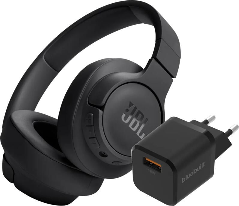 JBL Tune 720BT Zwart + BlueBuilt Quick Charge Oplader met Usb A Poort 18W Zwart