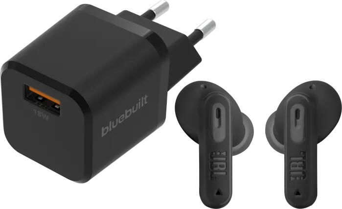 JBL Tune Beam 2 Zwart + BlueBuilt Quick Charge Oplader