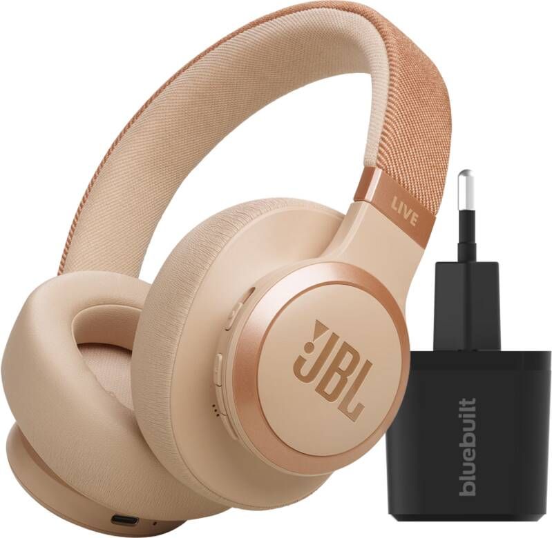 JBL Live 770NC Rosegoud + BlueBuilt Quick Charge Oplader met