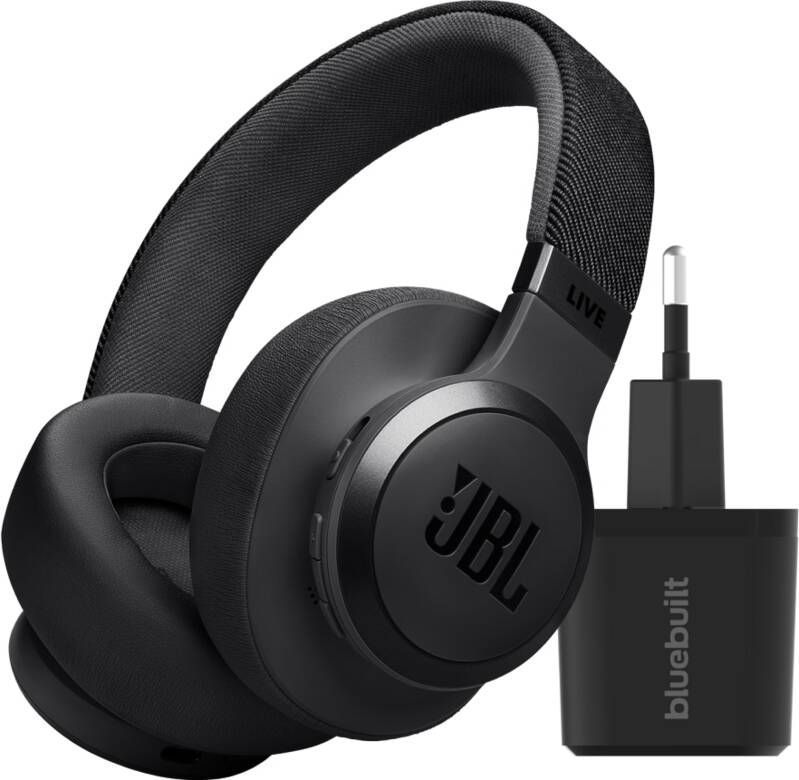 JBL Live 770NC Zwart + BlueBuilt Quick Charge Oplader met Us