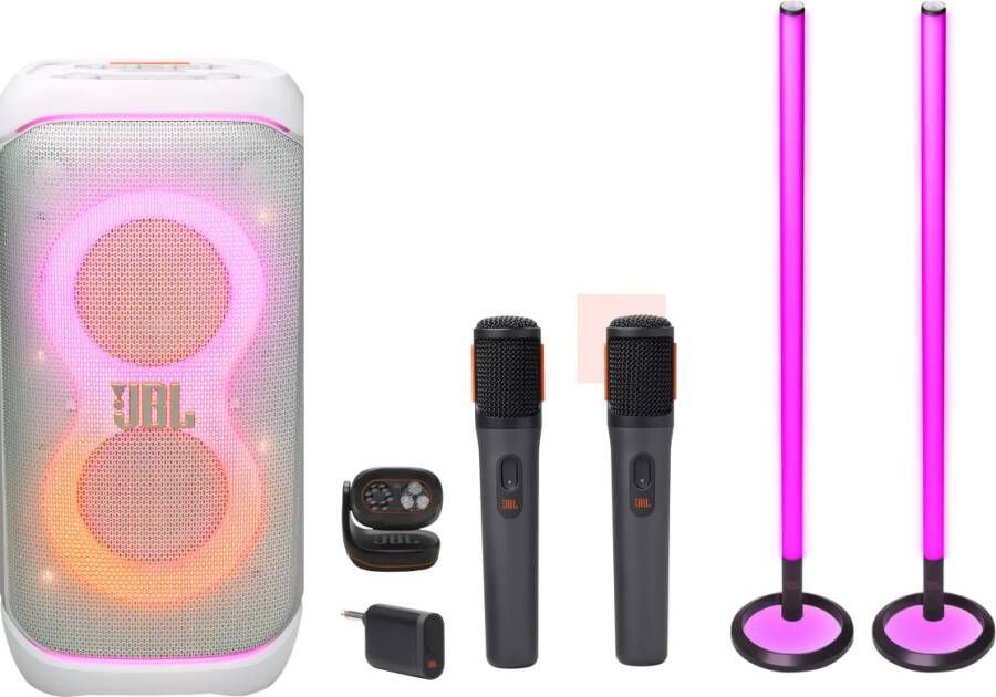 JBL Partybox Stage 320 Wit Karaoke pakket Klein