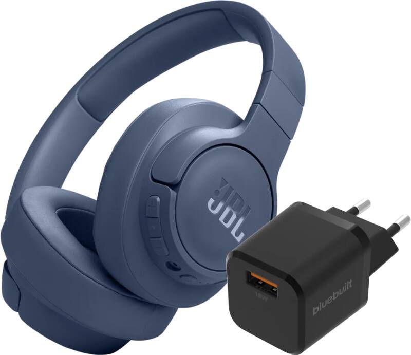 JBL Tune 770NC Blauw + BlueBuilt Quick Charge Oplader met Usb A Poort 18W Zwart