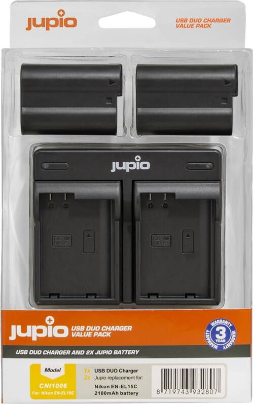 Jupio Kit: Battery EN-EL15C (2x) + USB Dual Charger