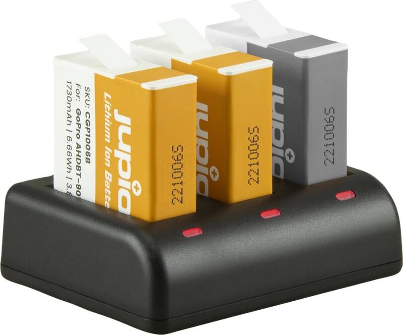 Jupio Kit: Enduro Battery GoPro HERO 10 11 12 AHDBT-901 (2x) + Compact USB Triple Charger