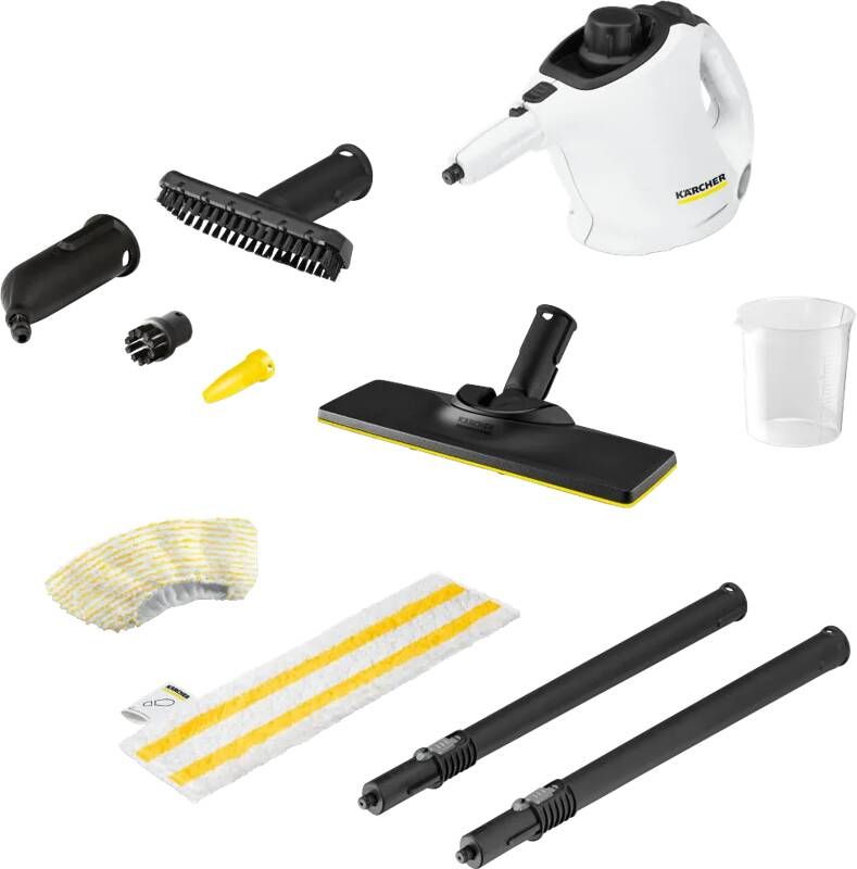 Kärcher stoomreiniger SC 1 EasyFix Inclusief vloerreinigingsset EasyFix 1.200 W Opwarmtijd: 3min. Gebruiksoppervlakte: 20 m² Reservoir 200 ml Microvezeldoeken