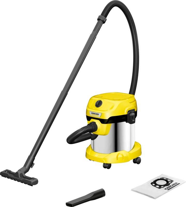 Kärcher WD 2 Plus S V-15 4 18 nat- en droogzuiger 1000W RVS vuilreservoir 15L stroomkabel 4m