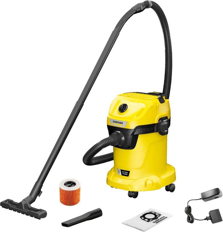 Kärcher WD 3-18 Battery Set V-17 20 Nat- en Droogzuiger 18 V Accu 18 V 5 0 Ah en lader inbegrepen 17 l Patroonfilter