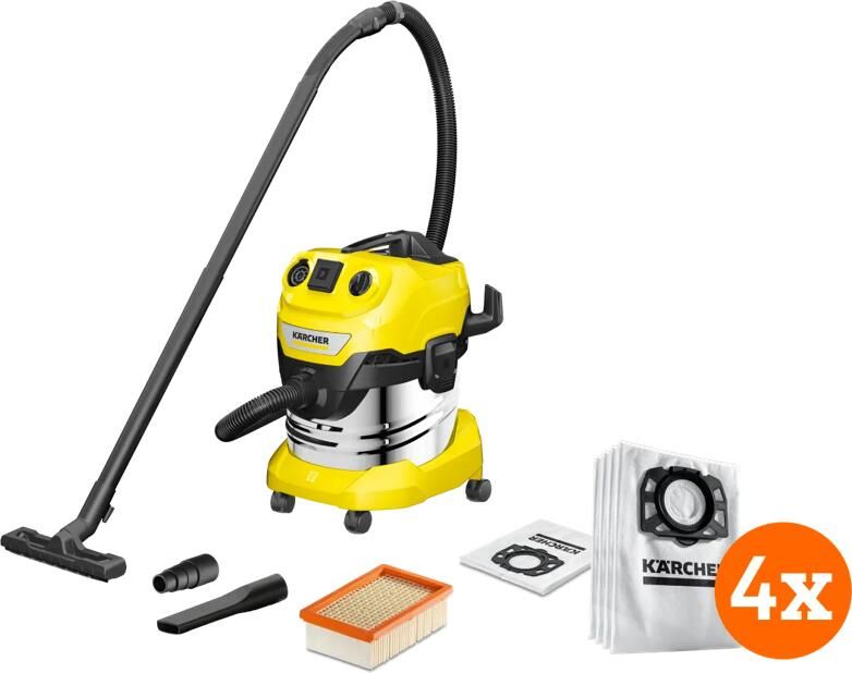 Karcher WD 4 P S V-20 5 22 + Stofzuigerzak voor WD 4 5 6 (4x)
