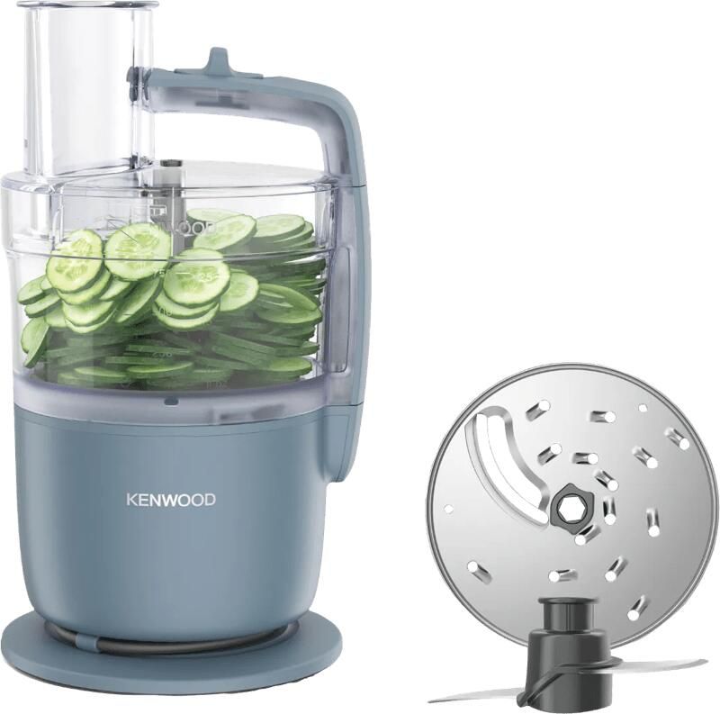Kenwood MultiPro Go FDP22.130GY Foodprocessors Blauw Snijd Rasp direct op je bord Opbergen in je keukenlade Veelzijdig: hakken snijden raspen Vaatwasser bestendige accessoires [onderdeel GO collectie]