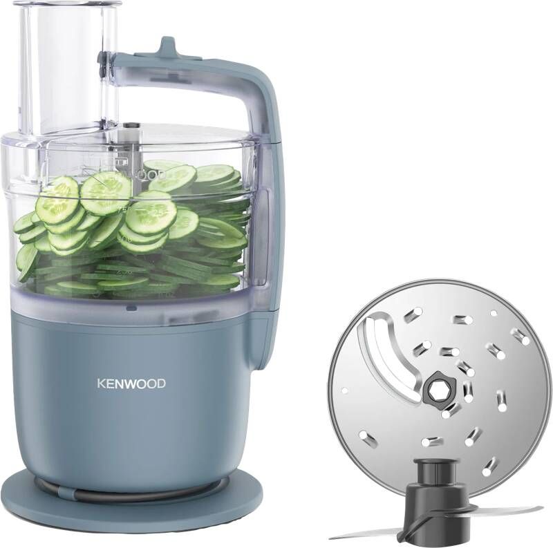 Kenwood MultiPro Go FDP22.130GY Foodprocessors Blauw Snijd Rasp direct op je bord Opbergen in je keukenlade Veelzijdig: hakken snijden raspen Vaatwasser bestendige accessoires [onderdeel GO collectie]