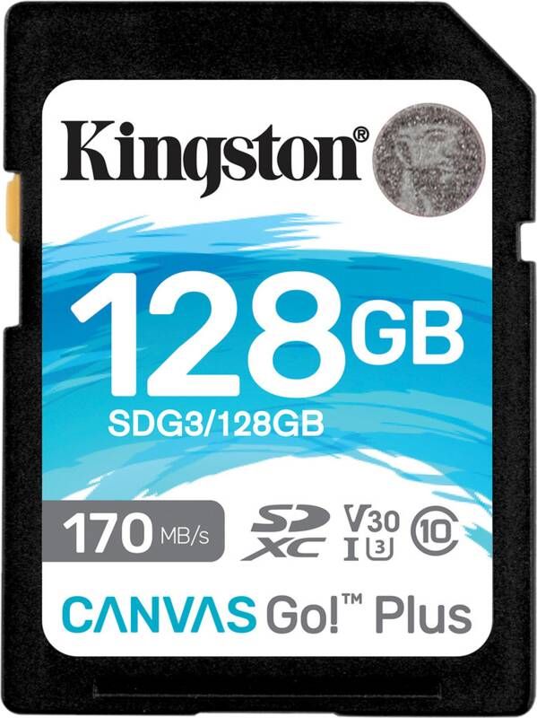 Kingston Canvas Go! Plus 128GB V30 UHS-I SDXC | Geheugenkaarten | 0740617301458