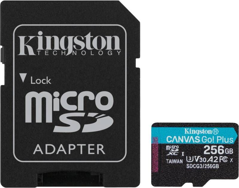 Kingston MicroSDXC 256GB A2 Video Class V30 UHS-I U3 w adap