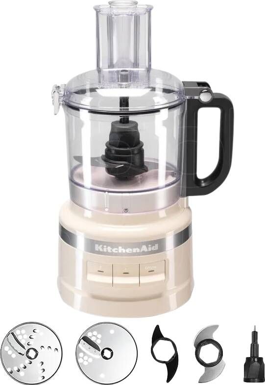 KitchenAid Foodprocessor Multifunctionele Keukenmachine voor verschillende soorten ingrediënten Compacte keukenapparatuur voor hakken snijden raspen kneden 1 7 L Amandel wit