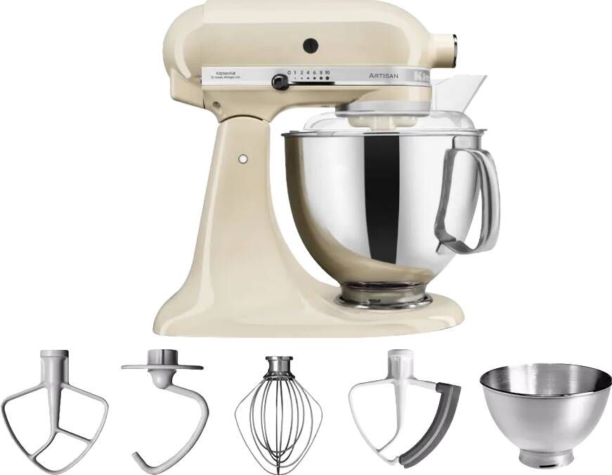 KitchenAid Keukenrobot Keukenmachine Artisan met extra accessoires Moederdag cadeautje 4 8 L Almond Cream