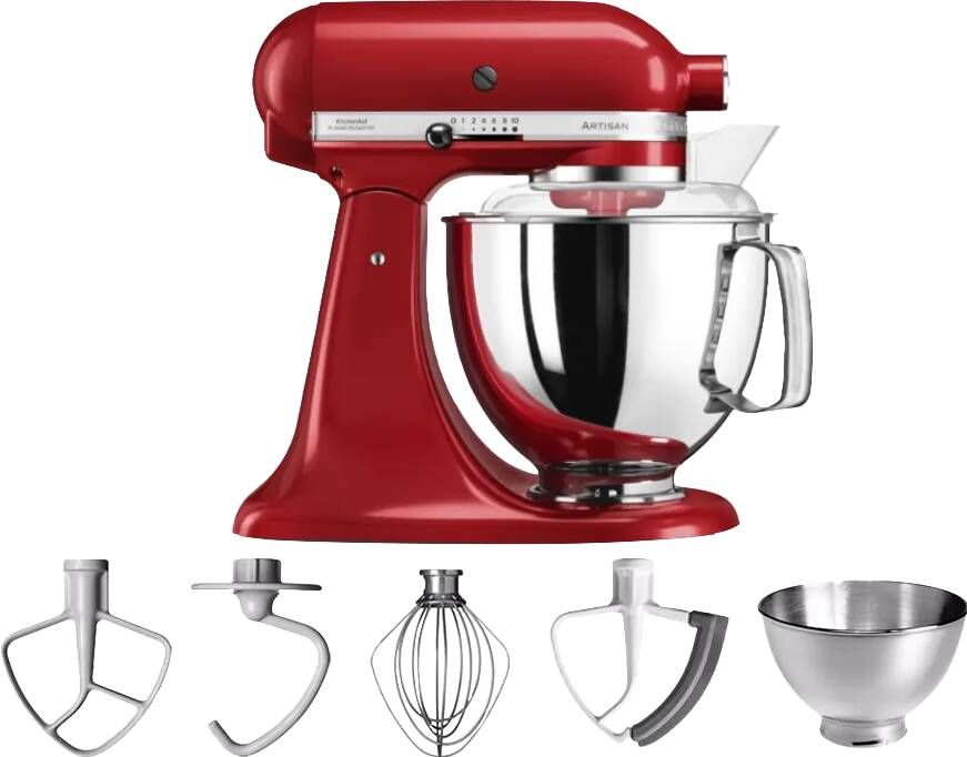 KitchenAid 5KSM175PSEER Keukenrobot met kantelbare kop 4 8 L Standmixer Artisan met exta accessoires Keizerrood