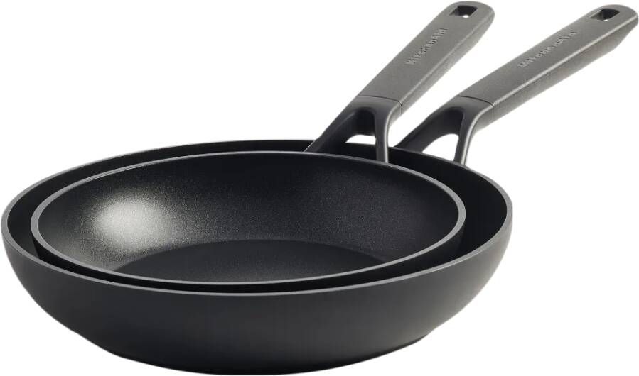 KitchenAid Classic Forged Aluminium koekenpannen set 2-delig zwart inductie anti-aanbak PFAS-vrij