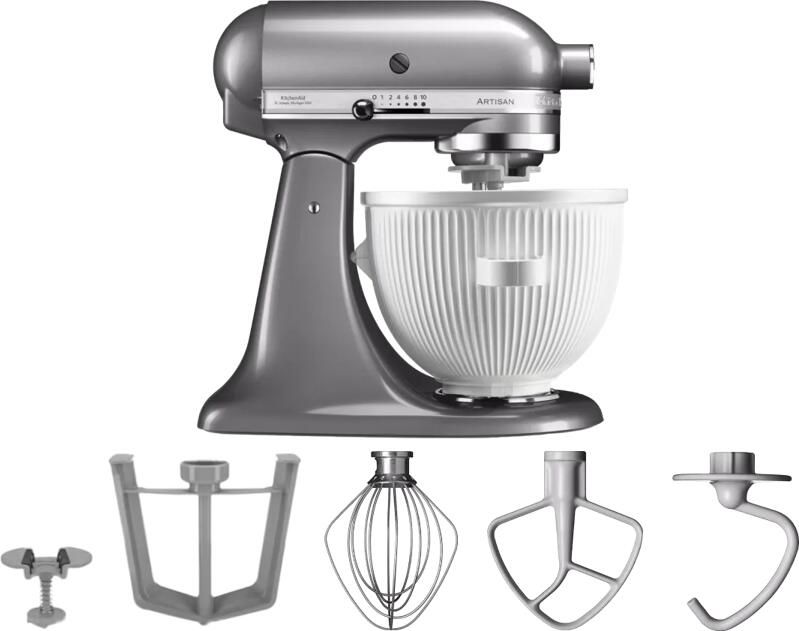 KitchenAid Artisan Mixer 5KSM125 Contourzilver + IJsbereider