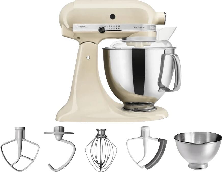 KitchenAid Keukenrobot Keukenmachine Artisan met extra accessoires Moederdag cadeautje 4 8 L Almond Cream