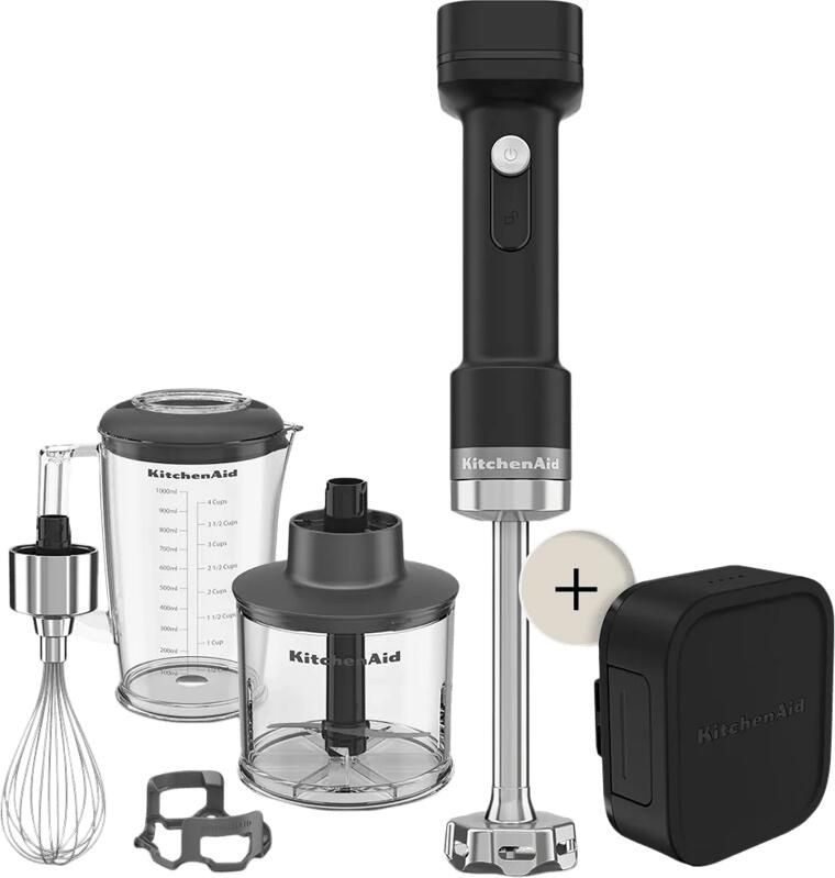 KitchenAid staafmixer Go Draagbare staafmixer met extra hakmolen en garde met batterij Zwart