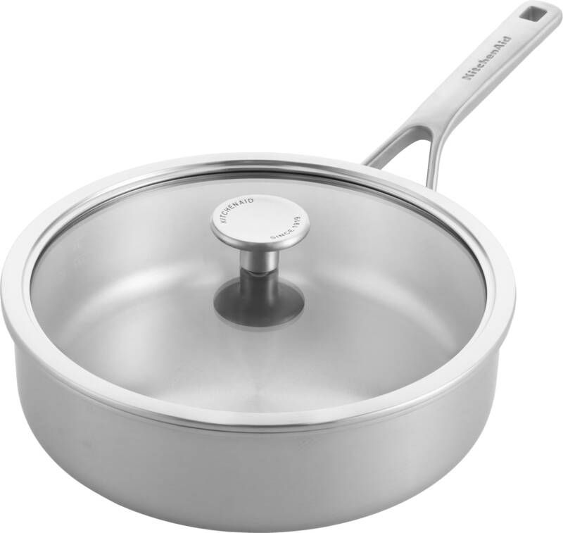 KitchenAid Multi-Ply RVS Hapjespan ø 24cm 3 1L met glazen deksel inductie PFAS-vrij