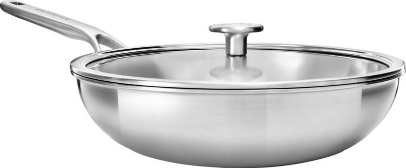 KitchenAid Multi-Ply RVS Wok ø 28cm 3 5L met glazen deksel inductie PFAS-vrij