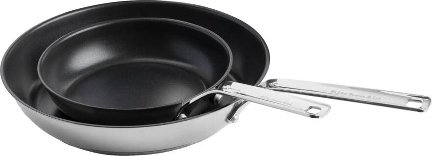 KitchenAid Stainless Steel koekenpannenset 2-delig ø20+28cm RVS inductie anti-aanbak