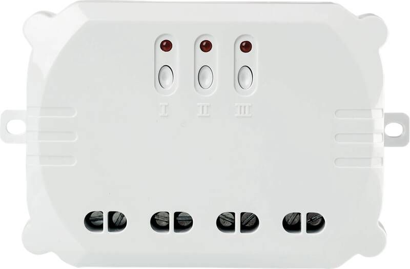 KLIK AAN_KLIK UIT 3-in-1 Inbouw Schakelaar 3500 Watt (aan uit) Met 3 Apart Te Schakelen Aansluitingen. Geschikt Om Verlichting Draadloos Aan uit Te Schakelen Met Diverse Klik Aan & Klik Uitzenders.