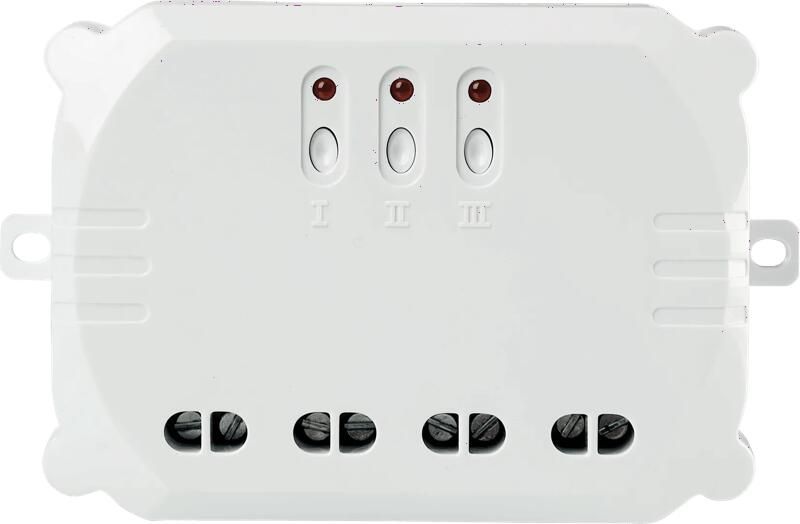 Klik aan & Klik uit 3-in-1 Inbouw Schakelaar 3500 Watt (aan uit) Met 3 Apart Te Schakelen Aansluitingen. Geschikt Om Verlichting Draadloos Aan uit Te Schakelen Met Diverse Zenders.