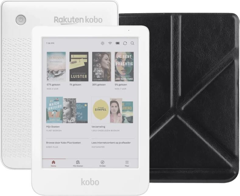Kobo Clara Colour Wit + BlueBuilt Book Case Zwart