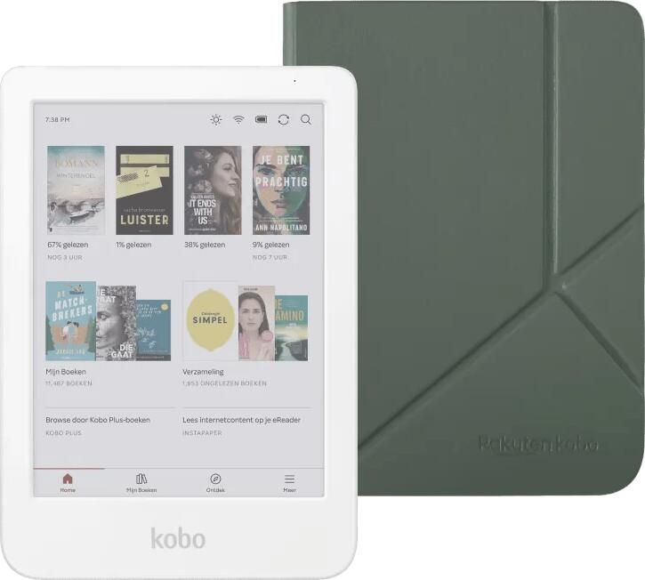 Kobo Clara Colour Wit + Sleep Cover Groen