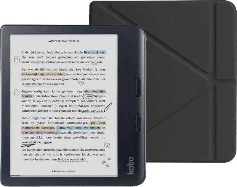 Kobo Libra Colour Zwart + BlueBuilt Book Case Zwart