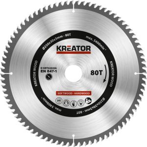 Kreator KRT020426 Zaagblad hout 250 mm -80T