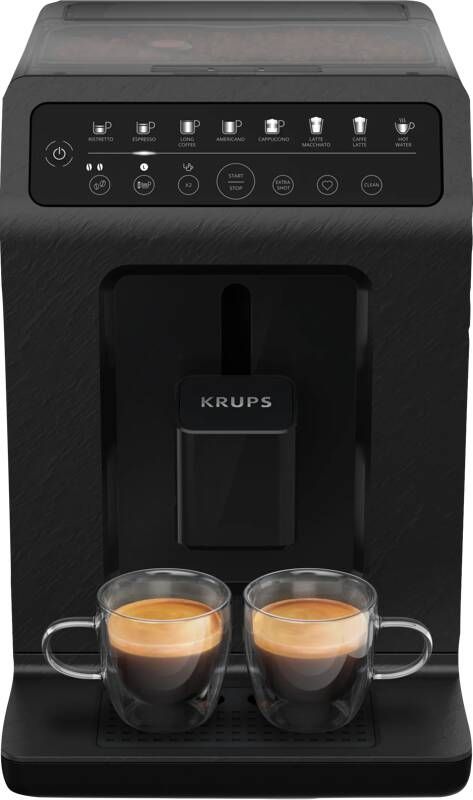 Krups Volautomatisch koffiezetapparaat EA897B Evidence ECOdesign van 62%* gerecyclede kunststof en tot 90% recyclebaar automatische espresso- en cappuccino-functie quattro force-technologie one-touch kopjes met melk 8 voorinstellingen melksysteem zwart
