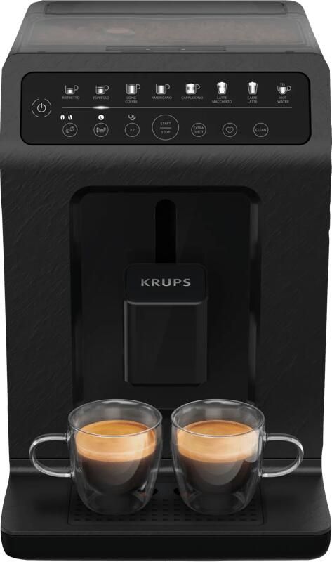 Krups Volautomatisch koffiezetapparaat EA897B Evidence ECOdesign van 62%* gerecyclede kunststof en tot 90% recyclebaar automatische espresso- en cappuccino-functie quattro force-technologie one-touch kopjes met melk 8 voorinstellingen melksysteem zwart