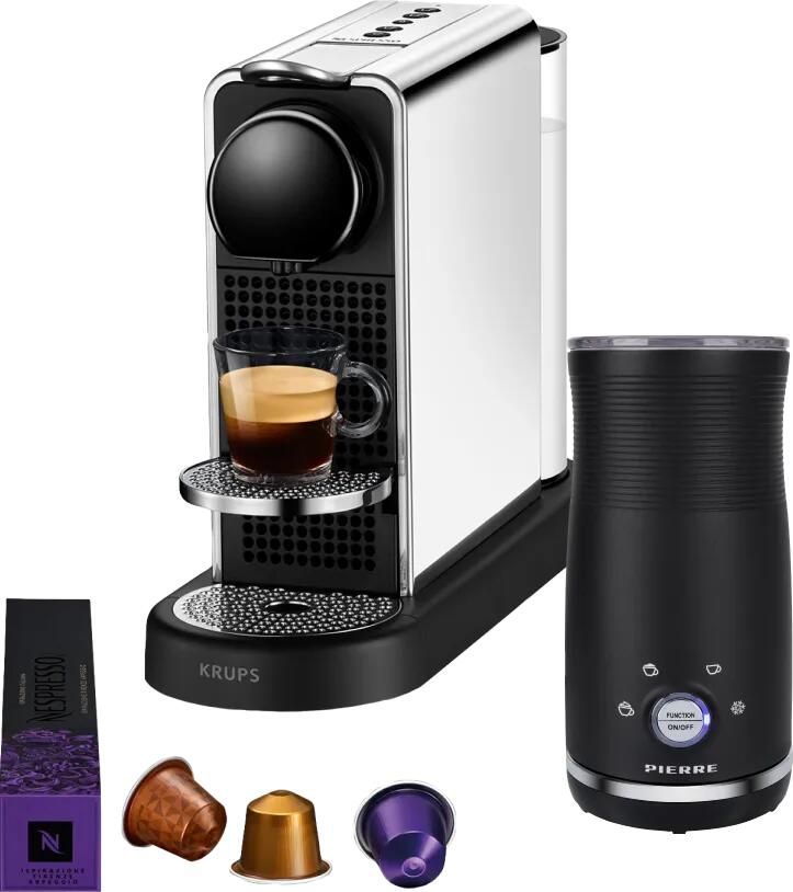 Krups Nespresso CitiZ Platinum XN610D RVS + Pierre Melkopschuimer